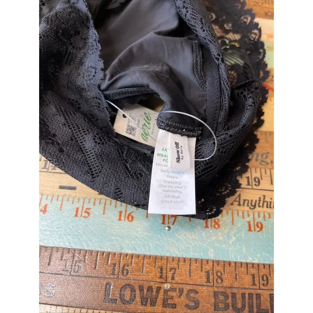 NEW Aerie S Show Off Paisley Lace Light Pads Plunge Tank Top Bra Black $39 - Picture 7 of 10